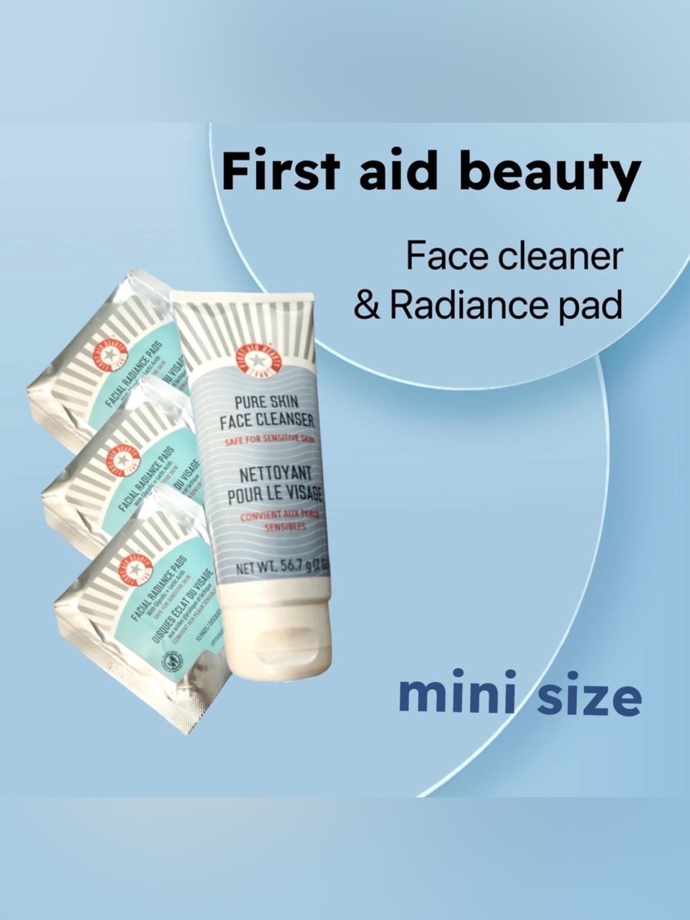 🇺🇸🆕NWOB FIRST AID BEAUTY |MINI| Brightening boost Duo Face Cleaner + Pads